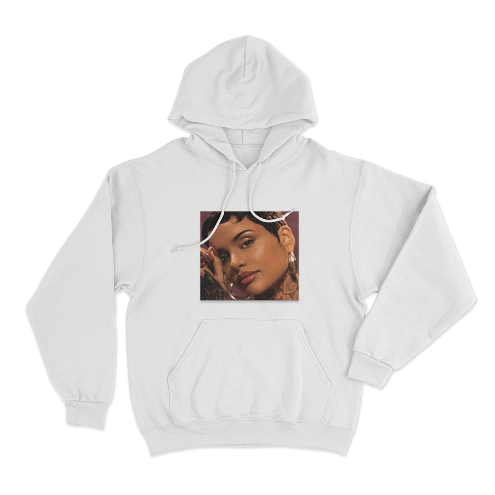 Kehlani Red Portrait Unisex Hoodie White Kehlani Red Portrait Unisex Hoodie White
